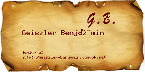 Geiszler Benjámin névjegykártya